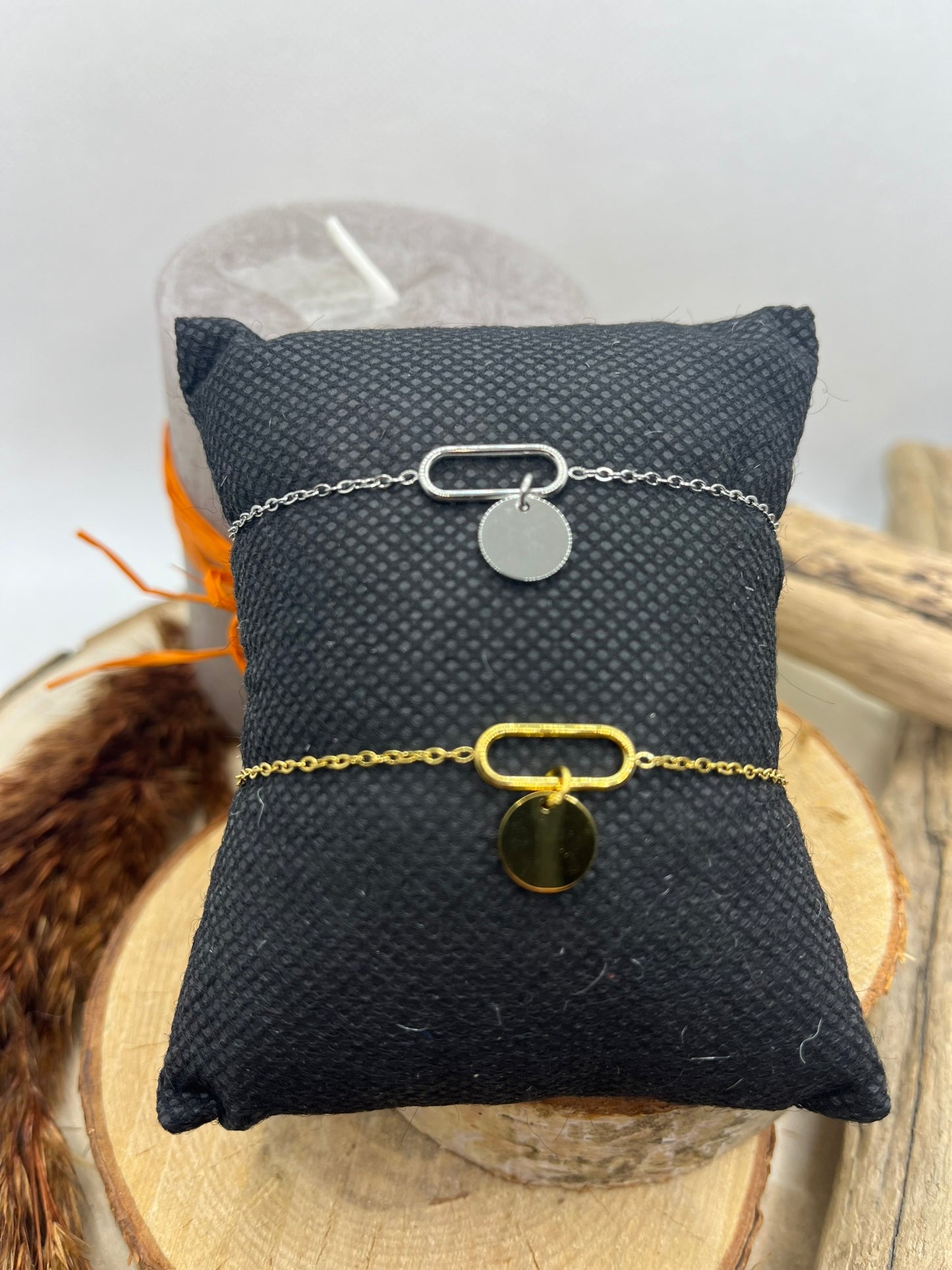 Bracelet Charme sur chaine fine - Acier innoxydable Doré ou en Argenté