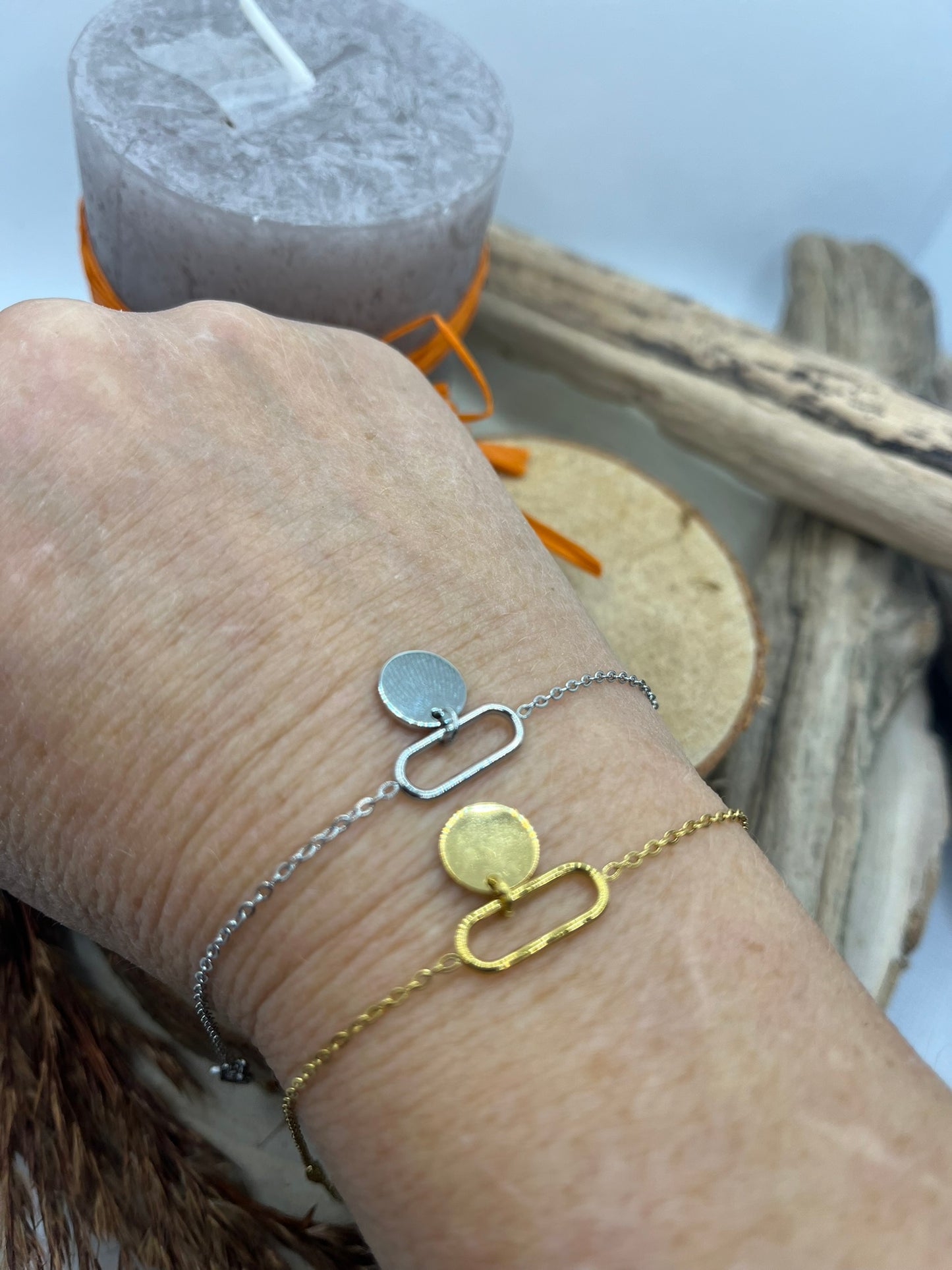 Bracelet Charme sur chaine fine - Acier innoxydable Doré ou en Argenté