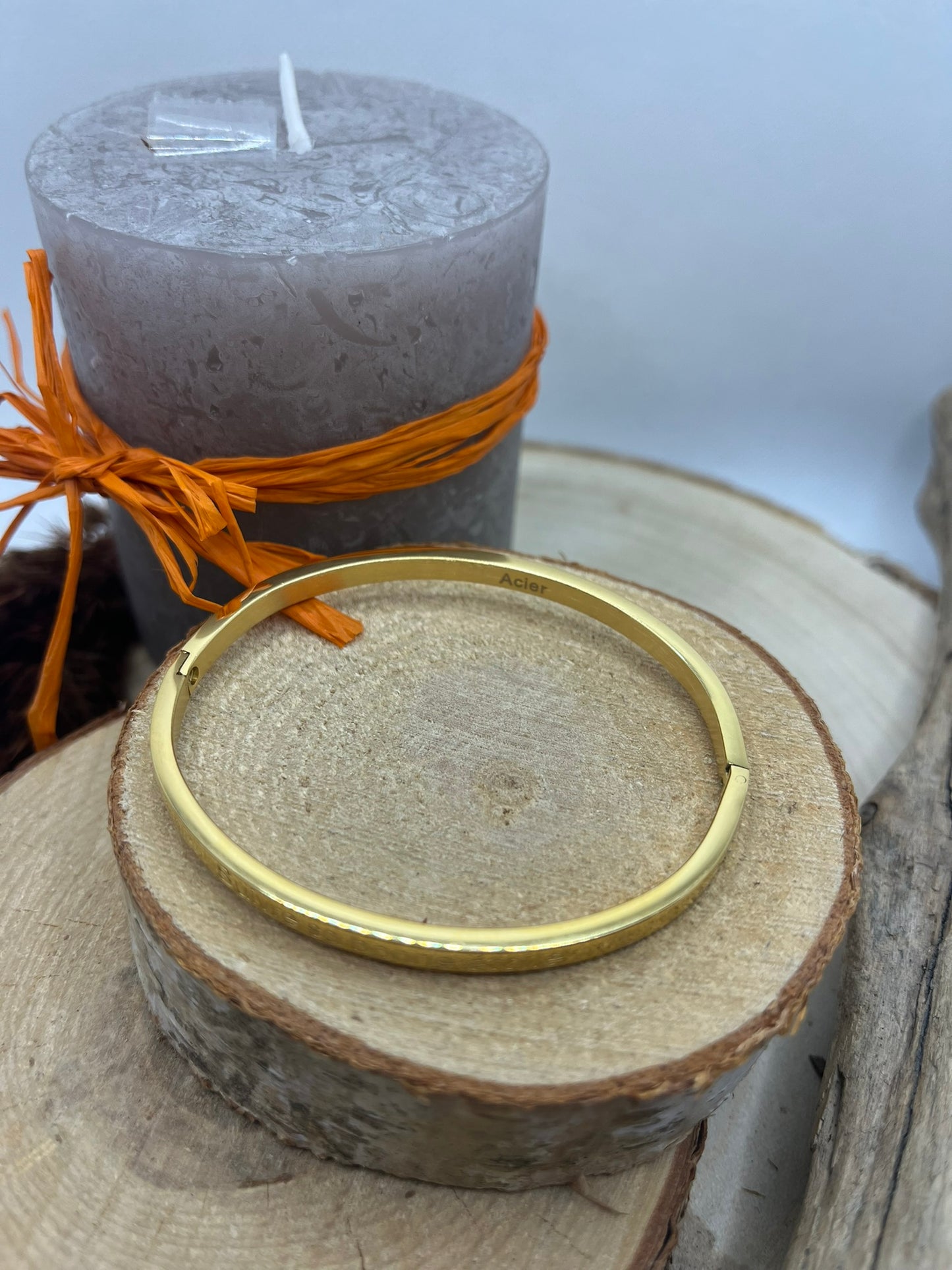 Bracelet Jonc à message ( Suivre ma bonne étoile ) Acier inoxydable doré ou en argenté