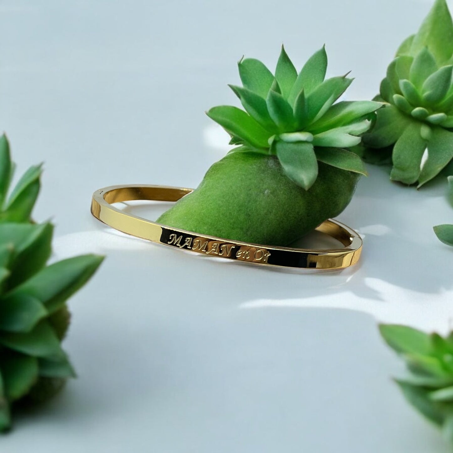 Bracelet Jonc à message ( Maman en Or ) Acier inoxydable doré ou en argenté