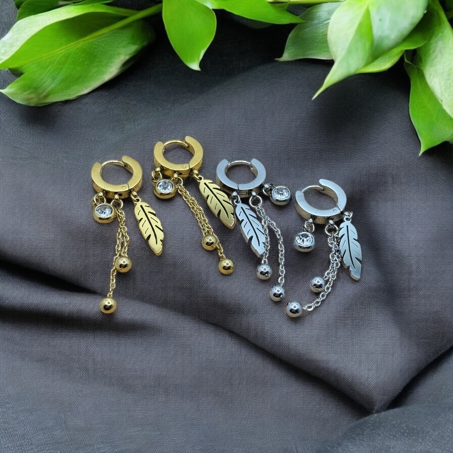 Boucles d'oreilles Créole Ornés de Pendentif Chic - Acier inoxydable Doré ou Argenté
