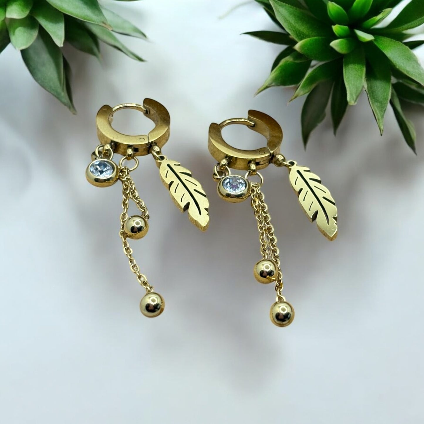 Boucles d'oreilles Créole Ornés de Pendentif Chic - Acier inoxydable Doré ou Argenté