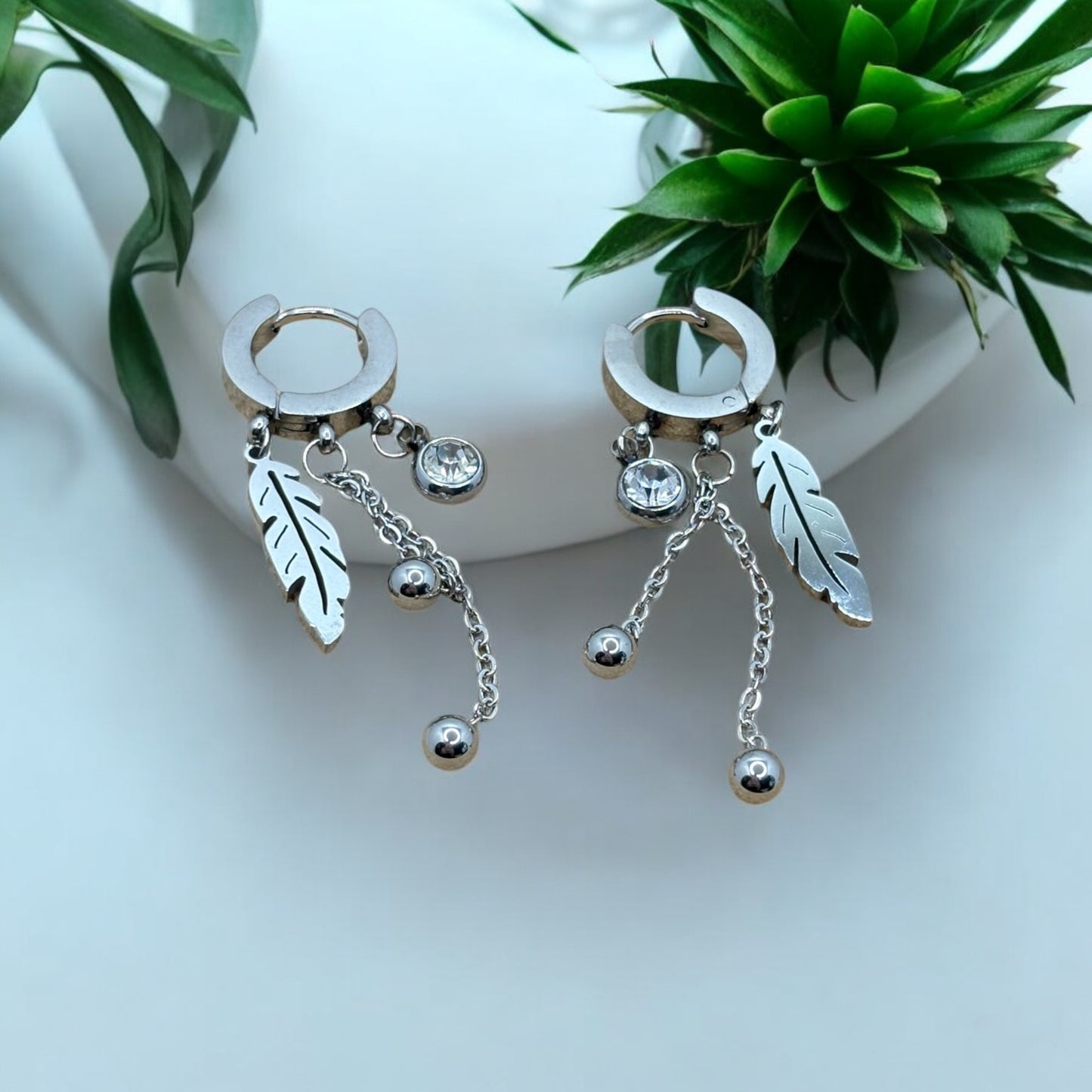 Boucles d'oreilles Créole Ornés de Pendentif Chic - Acier inoxydable Doré ou Argenté