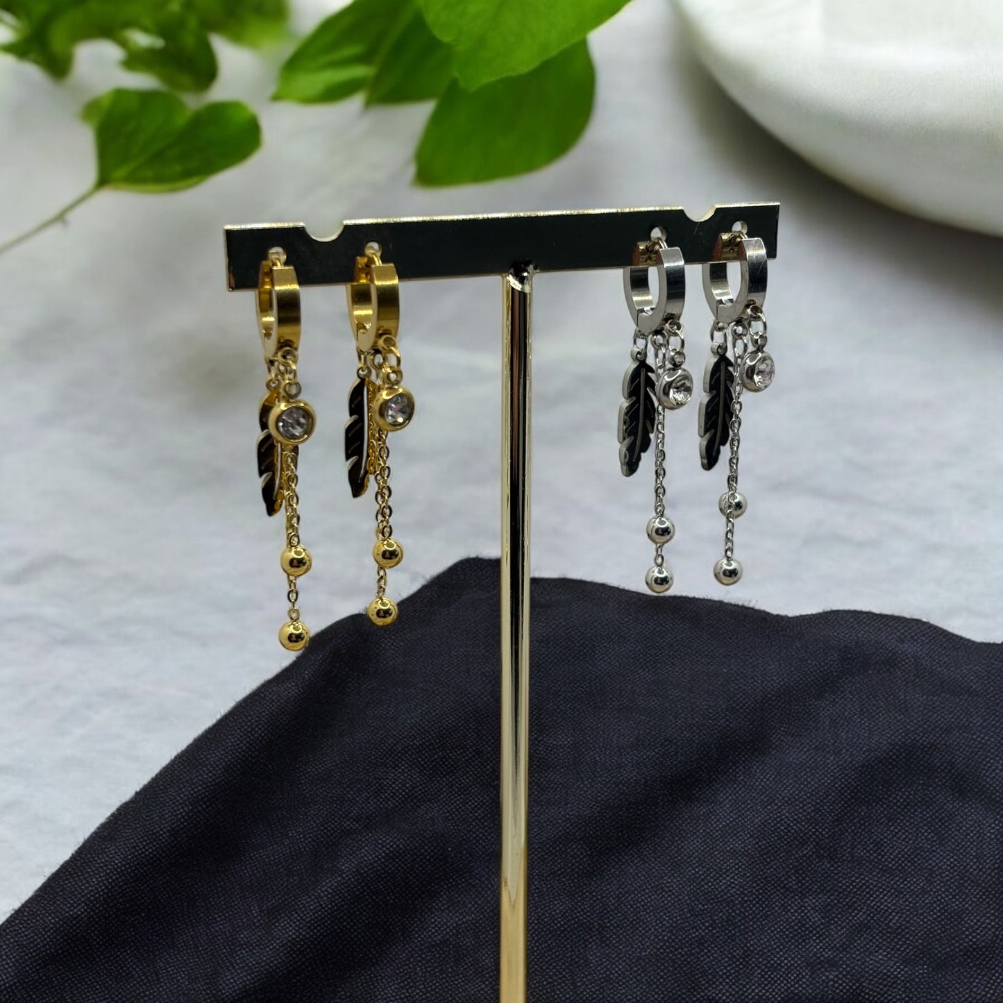 Boucles d'oreilles Créole Ornés de Pendentif Chic - Acier inoxydable Doré ou Argenté